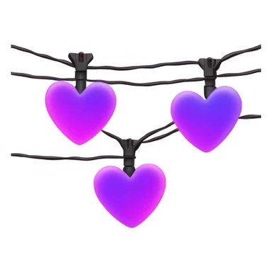Realistic isolated hot pink and purple heart shaped christmas string lights sticker