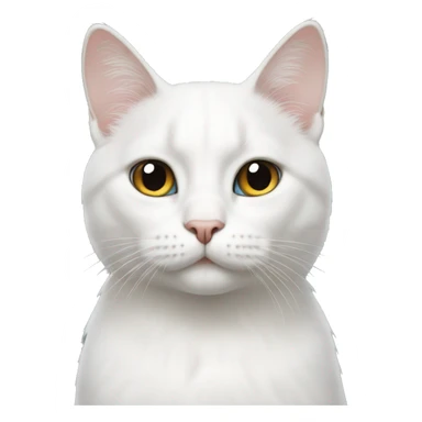 White cat with a black forehead sticker