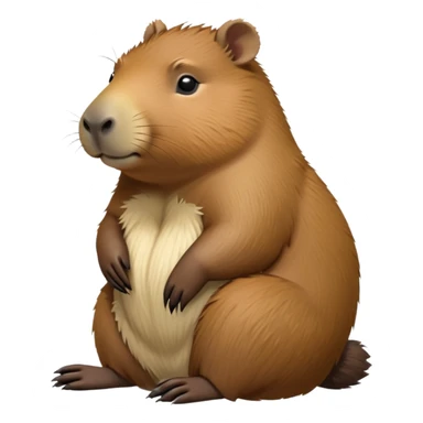cinematic-capybara-realistic-full-body-sitting-emoji,-plump-and-relaxed-body-soaking-in-the-warm-sun,-short-brown-fur-slightly-ruffled,-head-tilted-dramatically,-calm-expressive-eyes-exuding-serene-wisdom,-simplified-yet-realistic-focused-features,-highly-detailed,-glowing-with-an-almost-sarcastic-glow sticker