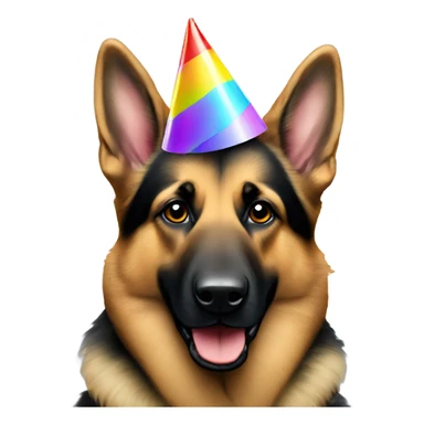 German shepherd wearing a birthday hat  sticker