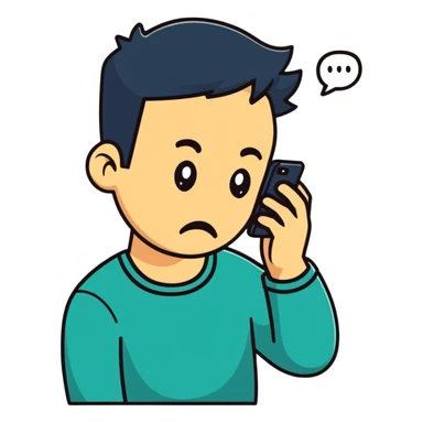 embarrassed man looking at mobile phone sticker