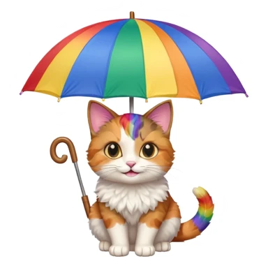 Cat with rainbow umbrella sticker