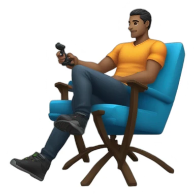 Joueur asi sur une chaise gaming avec une manette a la main sticker