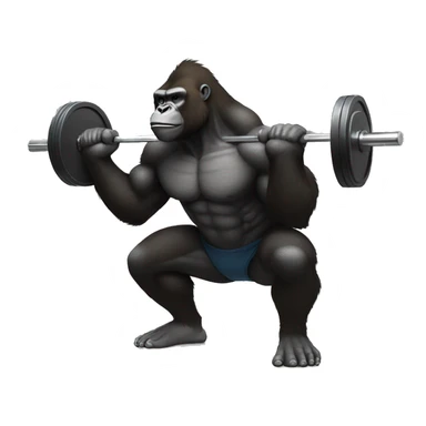 Gym gorilla doing a weighted squats with a barbell sticker
