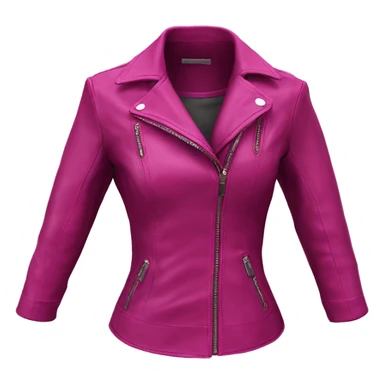 Realistic isolated open magenta feminine fashion 3/4 sleeve leather jacket.  sticker