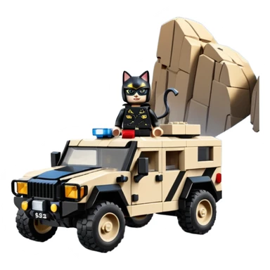 Lego Cat woman Stealthy camouflage desert Rock climbing Snow planet dark scary sporty police off road interceptor humvee camper  sticker
