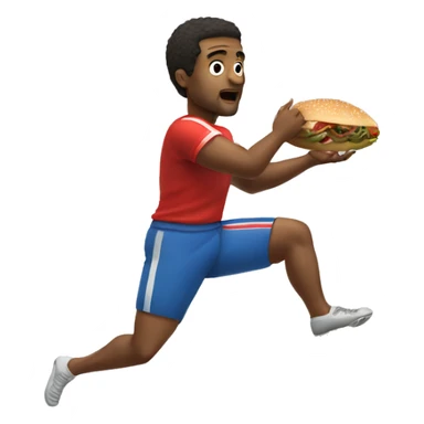 a man holding a kebab whilst kicking a football sticker