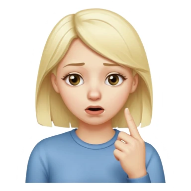 white blonde girl holding her nose with her index finger and thumb because something stinks  sticker