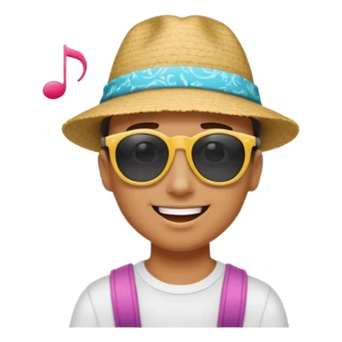 Someone listening to a speaker at the beach. Add some musical notes coming out of the speaker. sticker