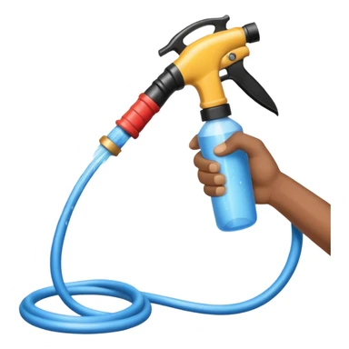 A hand holding a water hose and extinguishing the fire, no man sticker