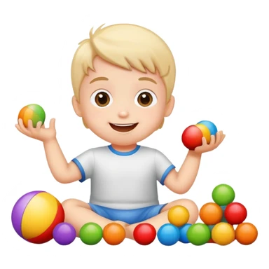 Happy kid playing with toys sticker