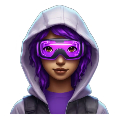 light-skin teen student in the black hoody with violet letters "SN" on it wearing vr headset. Cyberpunk style. Violet neon. sticker