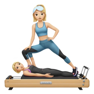 Blonde girl on Pilates reformer sticker