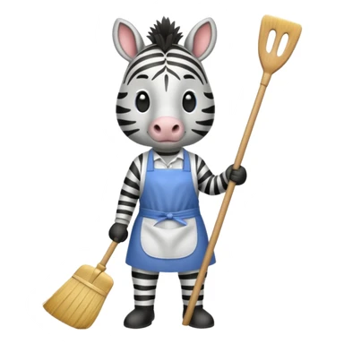 zebra is cleaning the house sticker