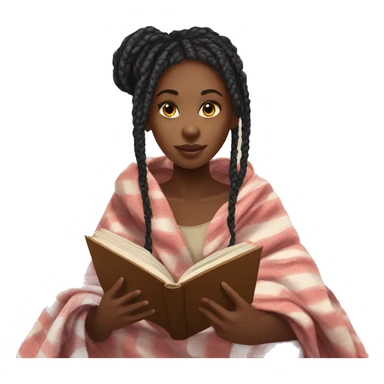 Black girl with box braids inside a blanket reading a book sticker
