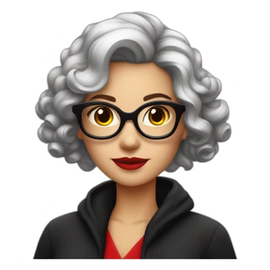 Grosse femme robe rouge lunette cheveux noir sticker