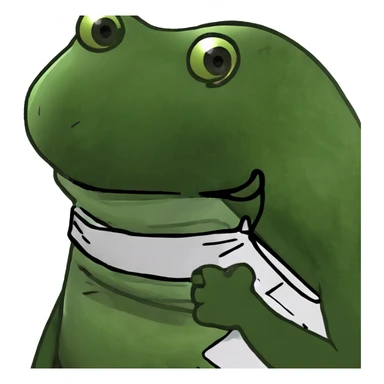 a buff frog wearing pants no shirt sticker