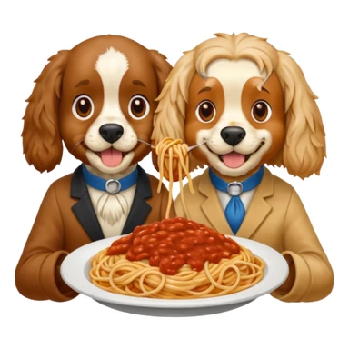 American Cocker Spaniel and Mongrel Eat Spaghetti Between Them sticker