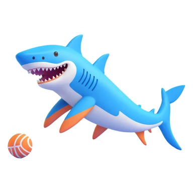 blue shark with blue Nike tennis shoes sticker