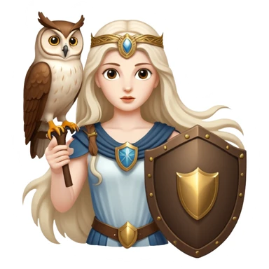 Goddess Athena with owl and shield sticker