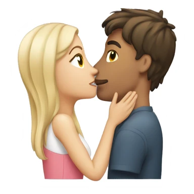A brunette guy kisses a blonde girl sticker