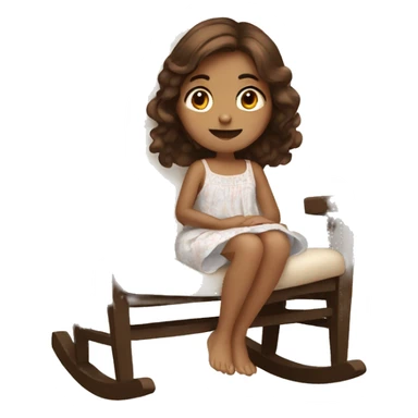 Girl with brown hair wearing a nightgown sitting in a rocking chair sticker