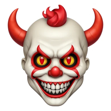clown skull with devil horns sticker