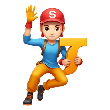 Cool gaming character avatar with letter S sticker