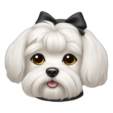 Maltese dog female with a hair bow and black eyes, sticker