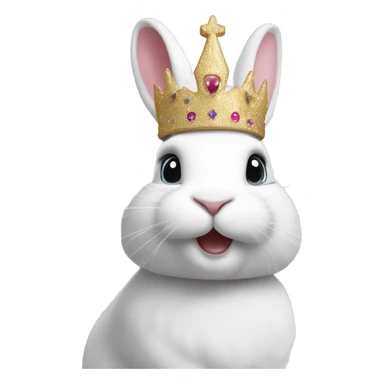 White rabbit with a glitter crown  sticker