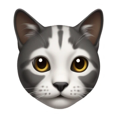 Cat with clear white face, with a black mustache-shaped spot under the nose and a little on nose. Big Dark patches on the forehead and around the ears  sticker