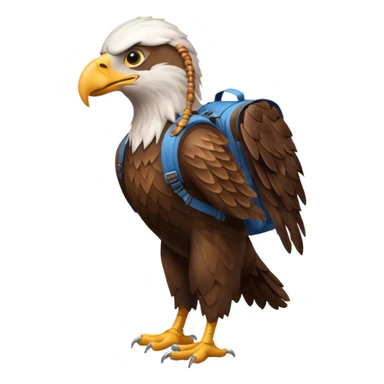 a eagle walking with a backpack
 sticker
