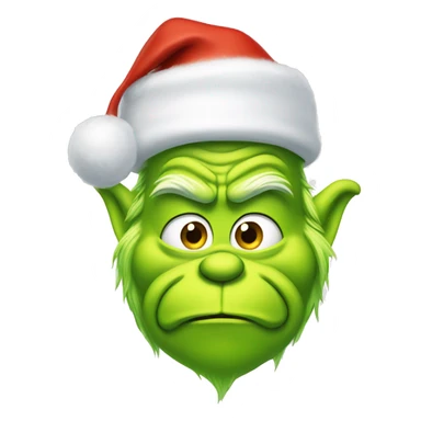 Lime green Grinch wearing a Santa hat sticker
