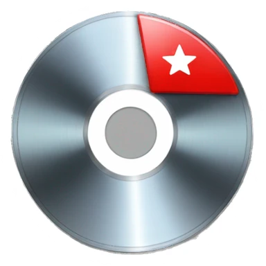 a cd disc with a red star in the middle of it sticker