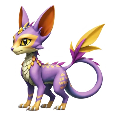 Colorful Meloetta-Spyro-Sphynx-Lykoi-Sergal-Renamon-Wargreymon-Pokémon-Digimon-Fakémon-fusion-hybrid-creature sticker