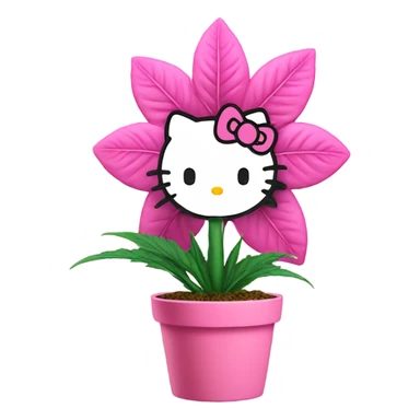 marijuana plant in a pink hello kitty flower pot sticker