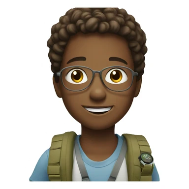 smiling boy outdoors with watch sticker