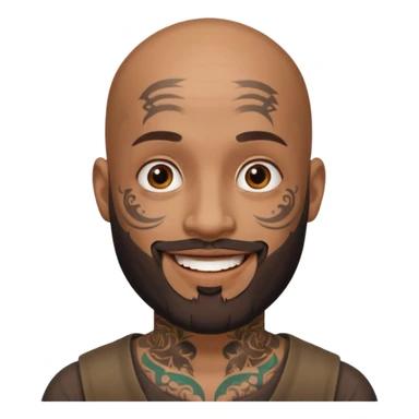 bald bearded man with face tattoo sticker