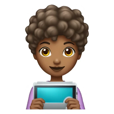  haired dark light skin girl playing nintendo ds sticker