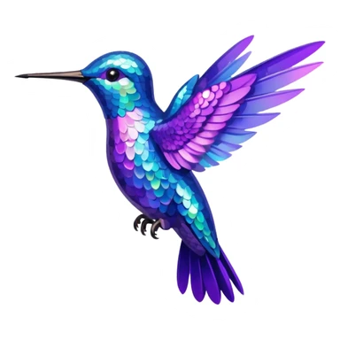 hummingbird with blue and purple with glitter sticker