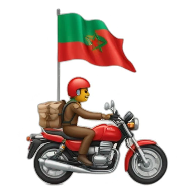 quelqu'un sur une moto avec le drapeau du Maroc derrière sticker
