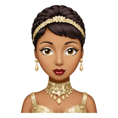 Josephine Baker with dark brown hair, cream sequin outfit sticker