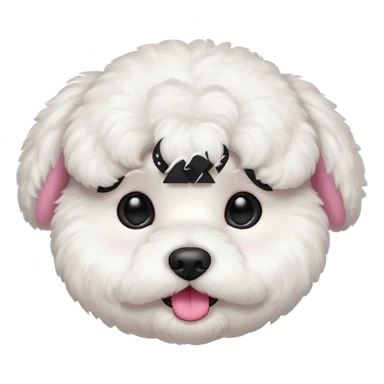 white bichon frise face with round head like popcorn hair sticker