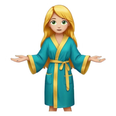 lightly tanned skin, green-blue eyes, cute and sexy girl with bright yellow-brown hair in a dark sky pallete robe, golden rings, slight cute makeup, full body sticker