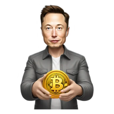 elon musk holding a bitcoin sticker