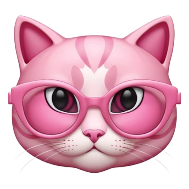 A 3D cartoon rose-pink cat-eye spectacle, glossy curved frame, soft reflections, isolated on plain background, Memoji-style. only glasses. sticker
