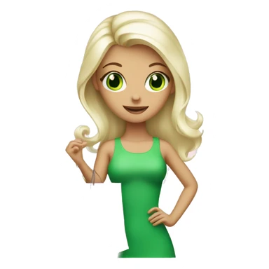 cute platinum blonde with green eyes surrounded by pink shopping bags sticker