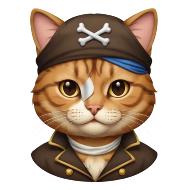 pirate cat with one closed eye sticker