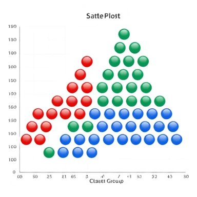 emoji of simple scatter plot chart showing three groups of colored points red blue green, each cluster separated, plain background sticker