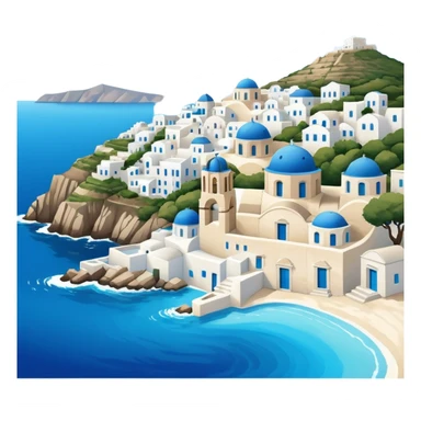a greek island seen from the sea sticker